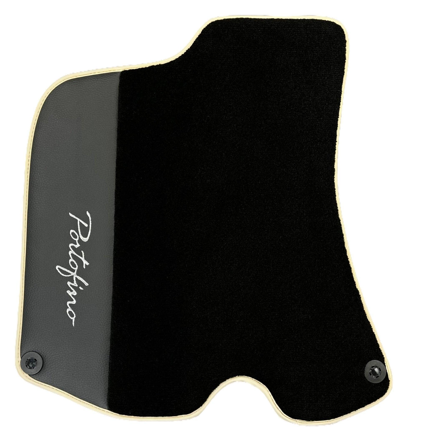 Black Floor Mats For Ferrari Portofino (2018-2023) With Leather and Beige Trim - AutoWin