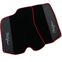 Black Floor Mats For Ferrari Portofino (2018-2023) With Leather and Red Trim - AutoWin
