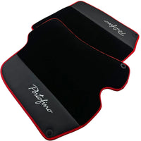 Black Floor Mats For Ferrari Portofino (2018-2023) With Leather and Red Trim - AutoWin