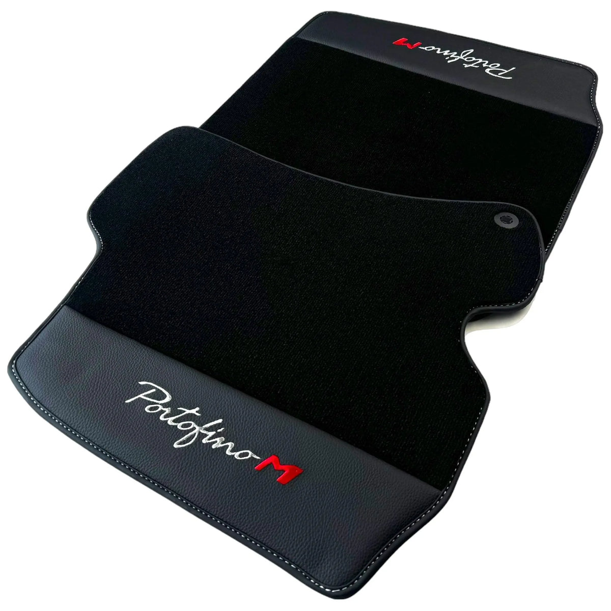 Black Floor Mats for Ferrari Portofino M (2018-2023) with Leather - AutoWin