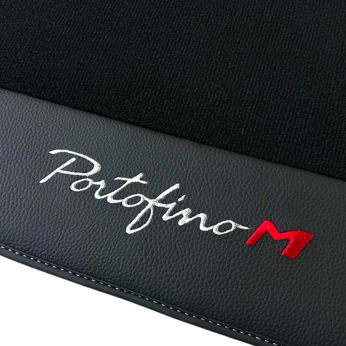 Black Floor Mats for Ferrari Portofino M (2018-2023) with Leather - AutoWin