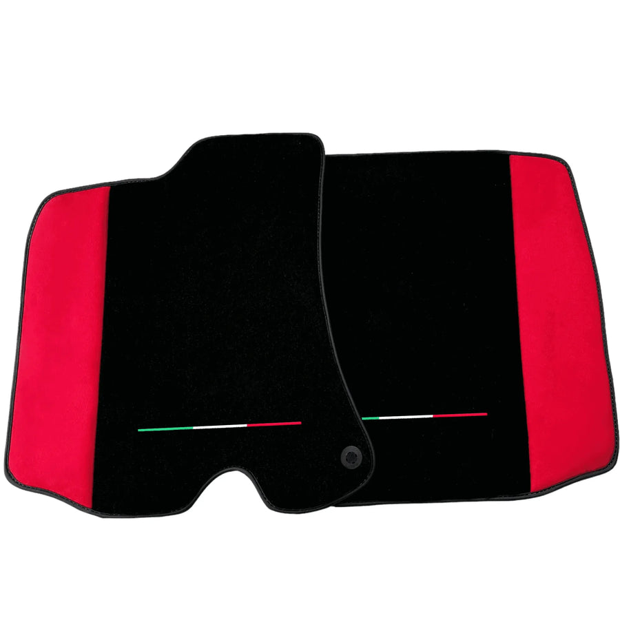 Black Floor Mats for Ferrari Portofino M (2018-2023) with Red Alcantara Leather