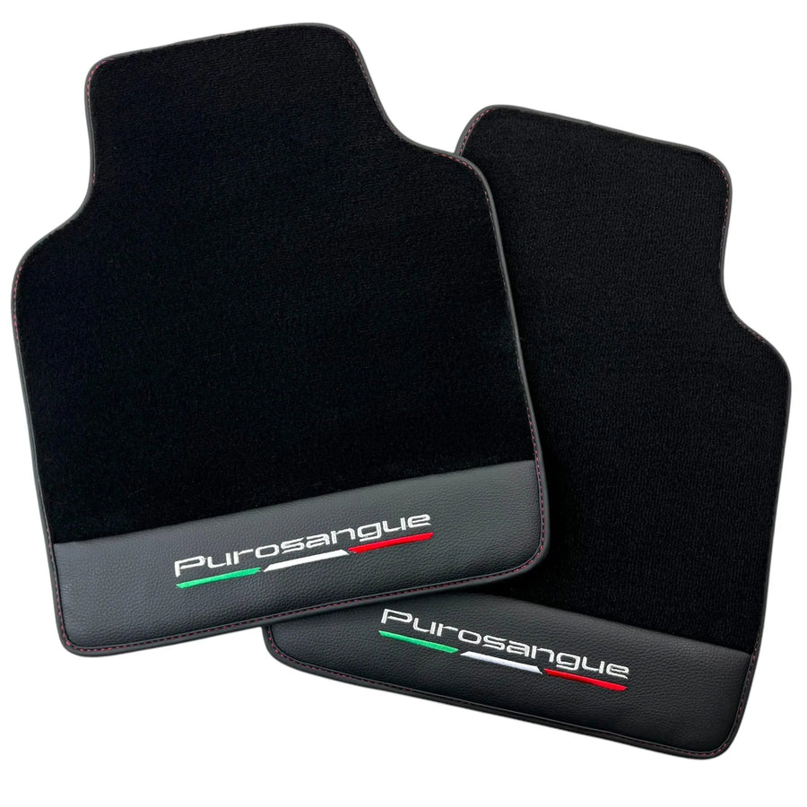 Black Floor Mats for Ferrari Purosangue with Leather and Black Trim | Italian Edition - AutoWin