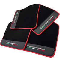 Black Floor Mats for Ferrari Purosangue with Leather and Red Trim | Italian Edition - AutoWin