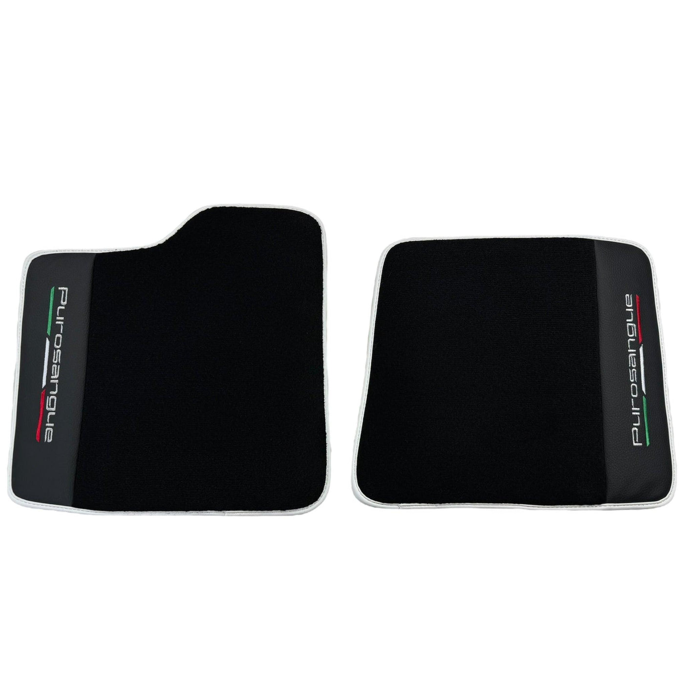 Black Floor Mats for Ferrari Purosangue with Leather and White Trim | Italian Edition - AutoWin