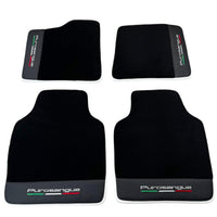 Black Floor Mats for Ferrari Purosangue with Leather and White Trim | Italian Edition - AutoWin
