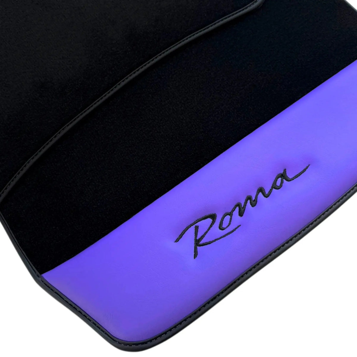 Black Floor Mats for Ferrari Roma (2021-2027) with Purple Leather