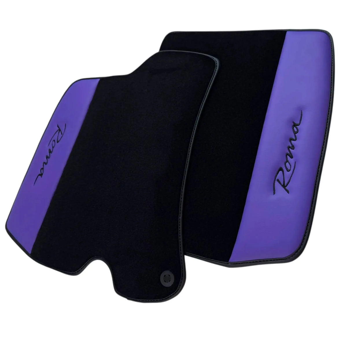 Black Floor Mats for Ferrari Roma (2021-2027) with Purple Leather