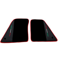 Black Floor Mats for Ferrari SF90 Stradale (2019-2024) with Leather and Red Trim - AutoWin