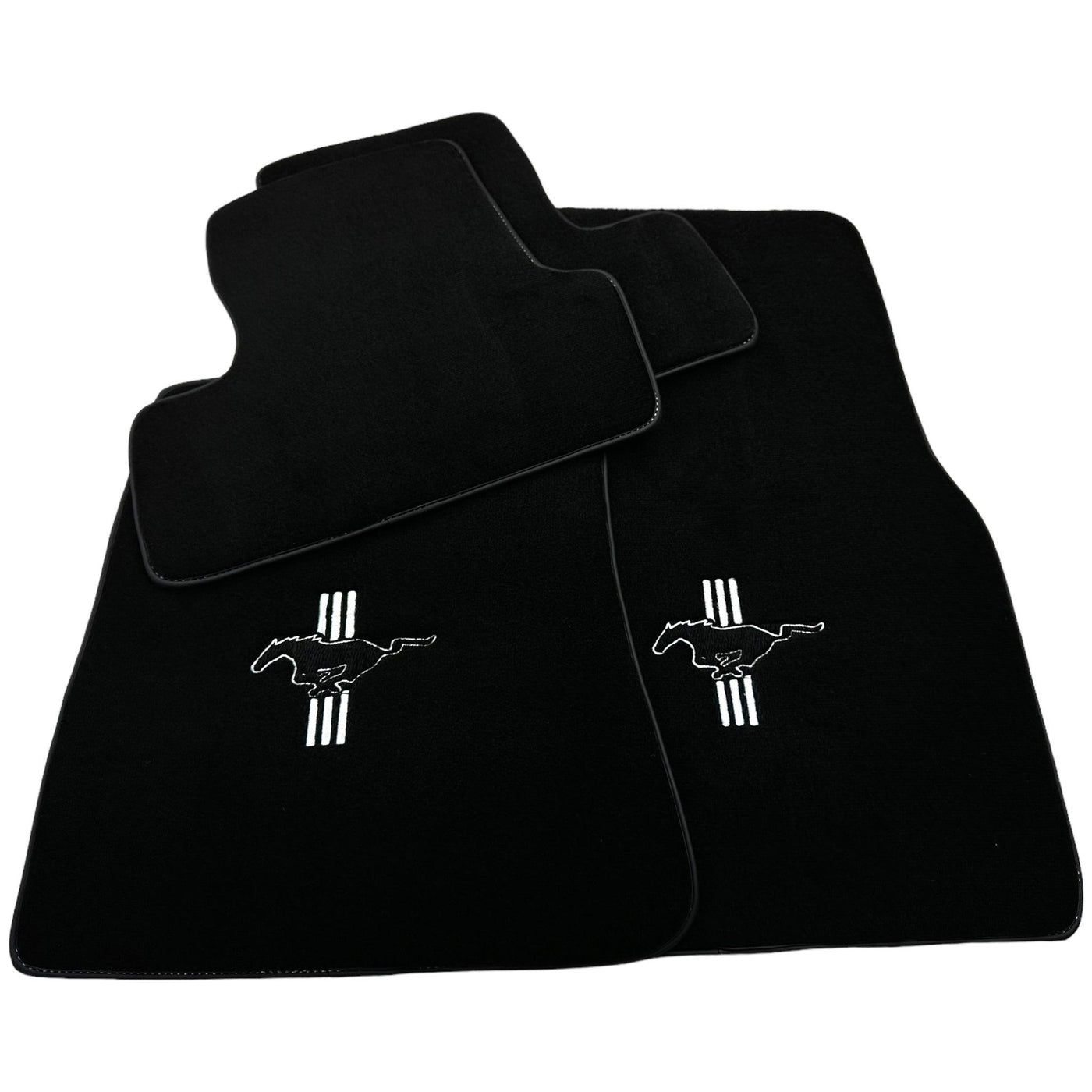 Black Floor Mats For Ford Mustang V (2004-2010) With Pony - AutoWin