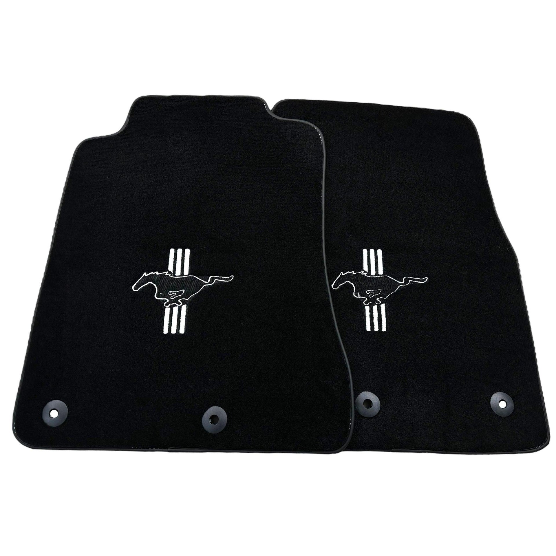Black Floor Mats For Ford Mustang V FL (2011-2014) With Pony - AutoWin
