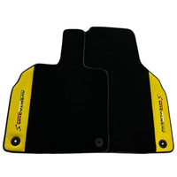 Black Floor Mats for Lamborghini Aventador S with Yellow Alcantara Leather - AutoWin