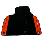 Black Floor Mats for Lamborghini Aventador with Orange (Arancia Mira) Nappa Leather - AutoWin