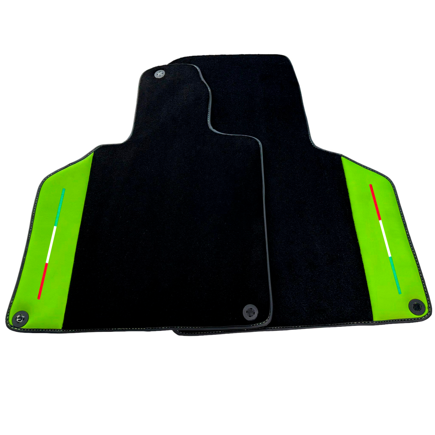 Custom Black Floor Mats for Lamborghini Gallardo With Green Leather