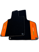 Custom Black Floor Mats for Lamborghini Gallardo With Orange Alcantara Leather