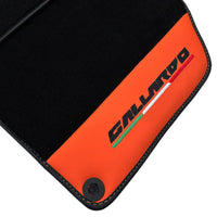Black Floor Mats for Lamborghini Gallardo With Orange Arancia Mira Nappa Leather - AutoWin