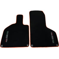 Black Floor Mats for Lamborghini Huracan (2014-2023) with Orange Leather Trim - AutoWin