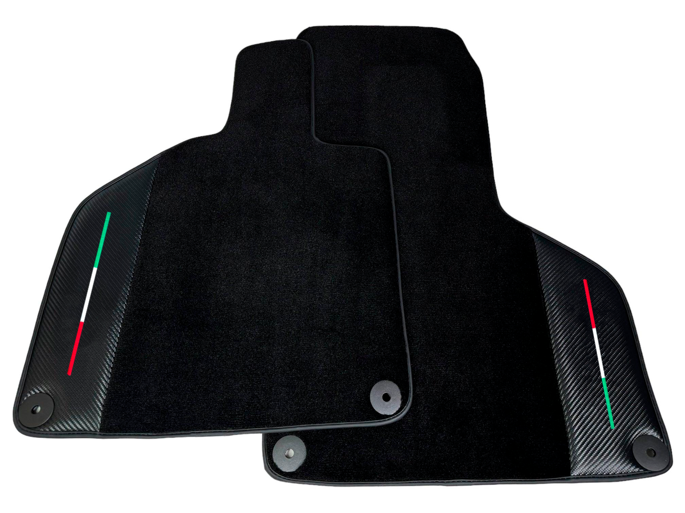 Custom Black Floor Mats for Lamborghini Huracan EVO 2019-2024 with Carbon Fiber Leather Borders
