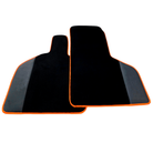 Custom Black Floor Mats for Lamborghini Huracan STO with Black Leather and Orange Trim