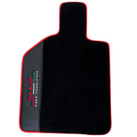 Black Floor Mats for Lamborghini Huracan STO with Carbon Fiber Leather | Red Trim