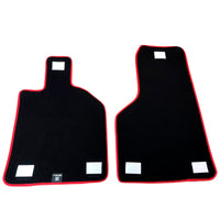 Black Floor Mats for Lamborghini Huracan STO with Carbon Fiber Leather | Red Trim