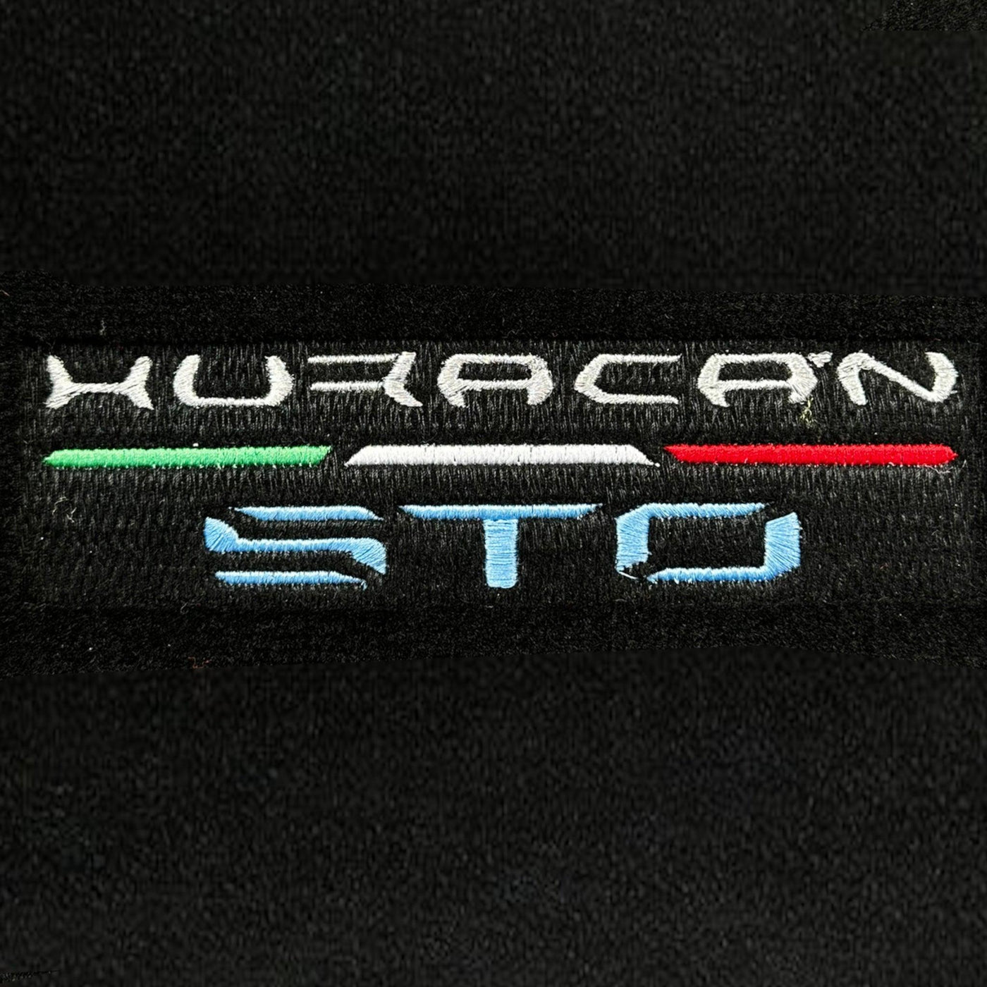 Custom Black Floor Mats for Lamborghini Huracan STO - White Trim