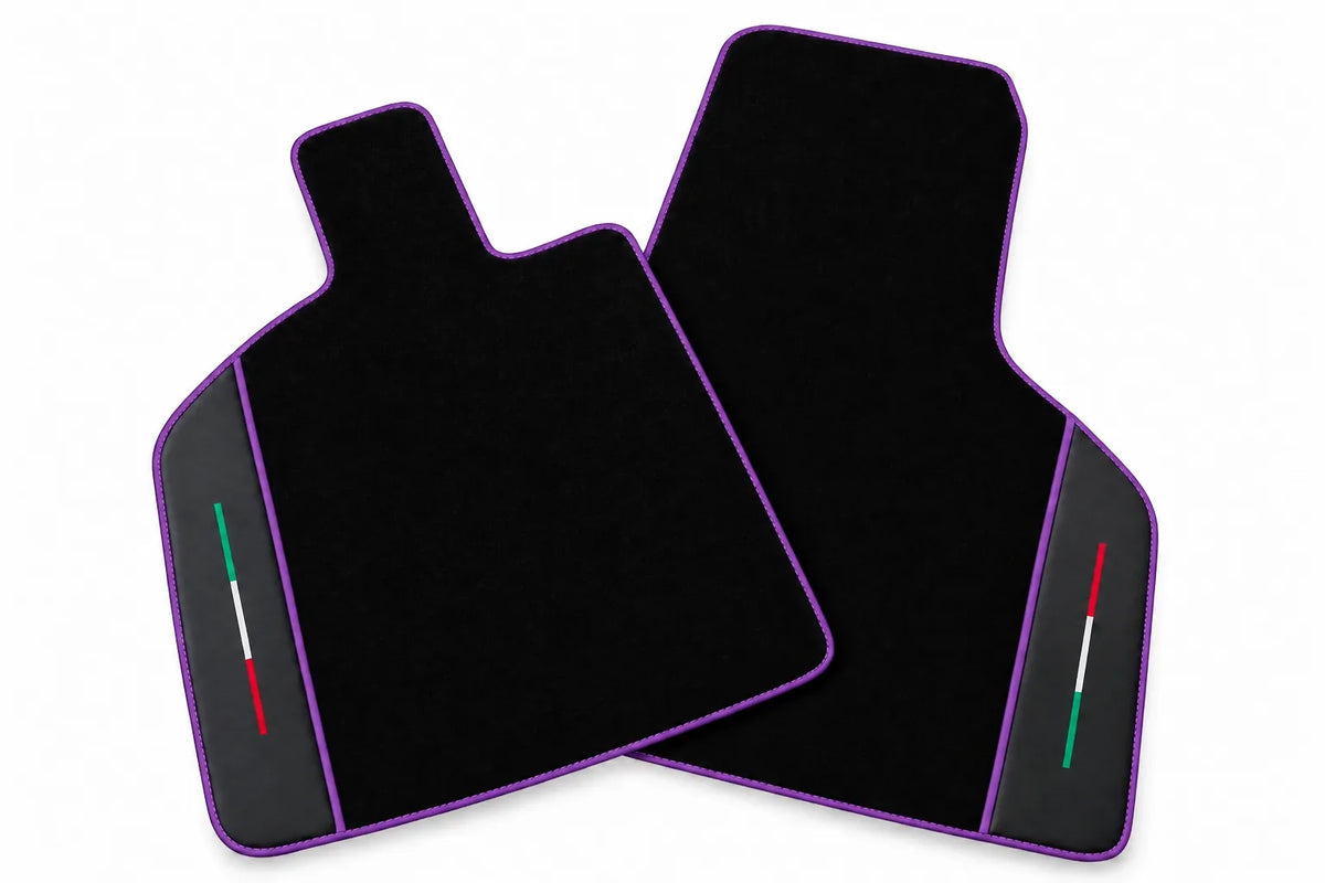 Black Floor Mats for Lamborghini Huracan Tecnica with Alcantara and Italian Flag | Green Edition Purple trim