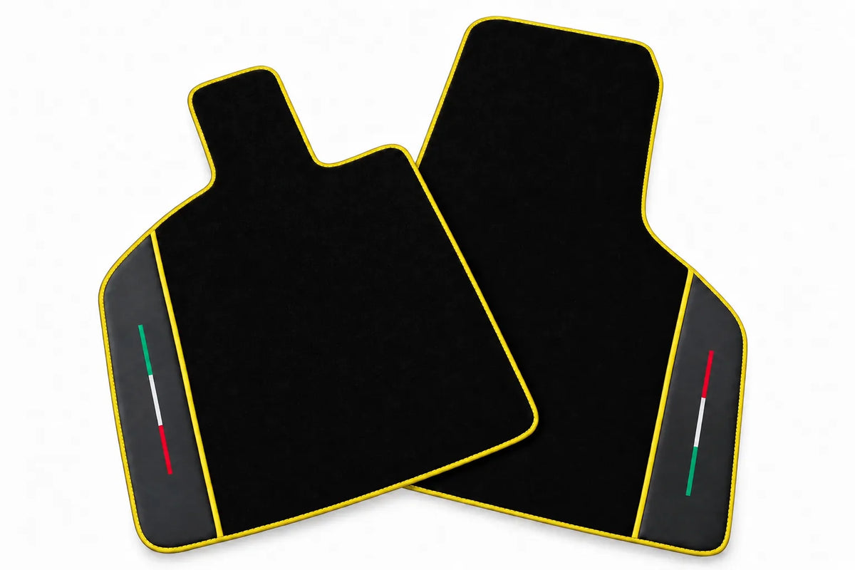 Black Floor Mats for Lamborghini Huracan Tecnica with Alcantara and Italian Flag | Green Edition Yellow trim