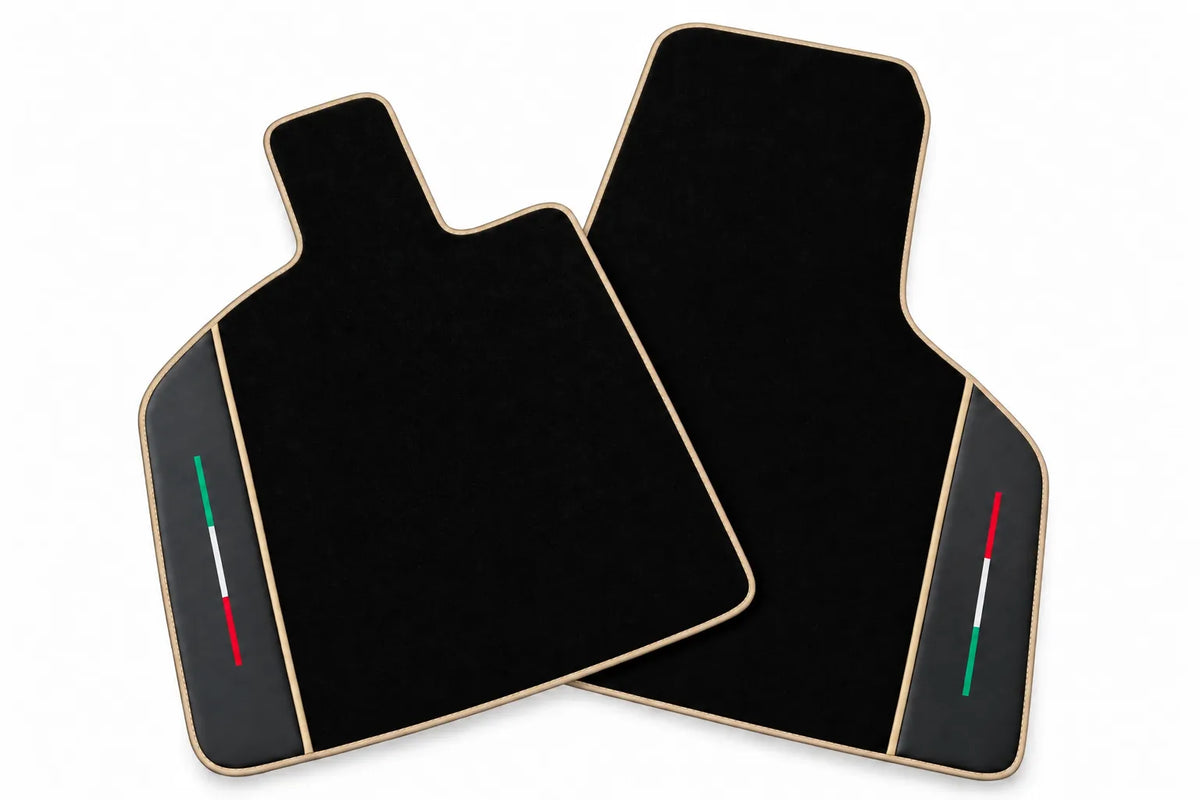 Black Floor Mats for Lamborghini Huracan Tecnica with Alcantara and Italian Flag | Green Edition Beige trim