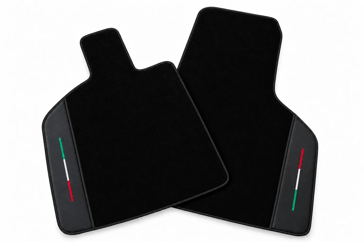 Black Floor Mats for Lamborghini Huracan Tecnica with Alcantara and Italian Flag | Green Edition Black trim