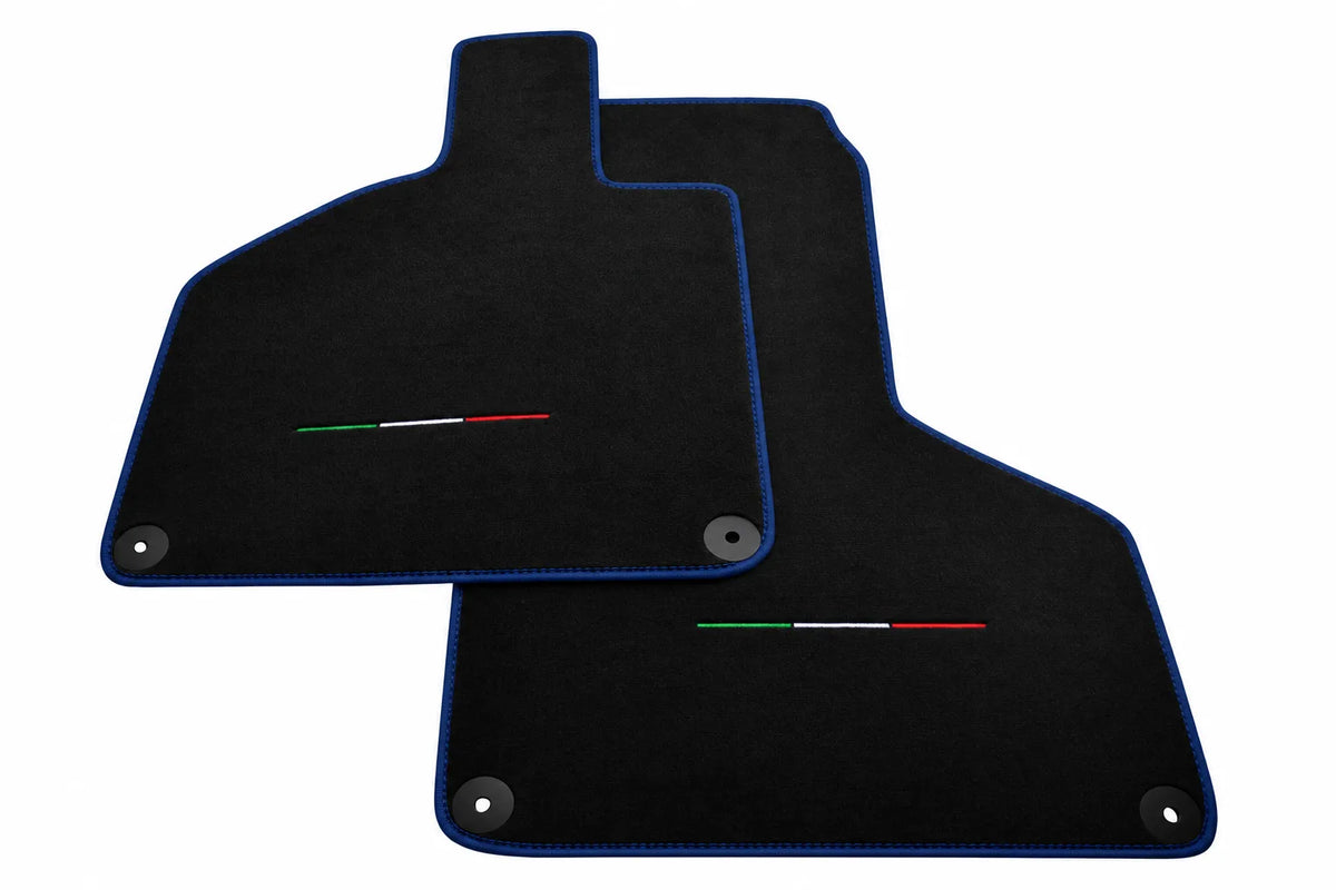 Black Floor Mats for Lamborghini Huracan with Italian Flag Dark Blue trim