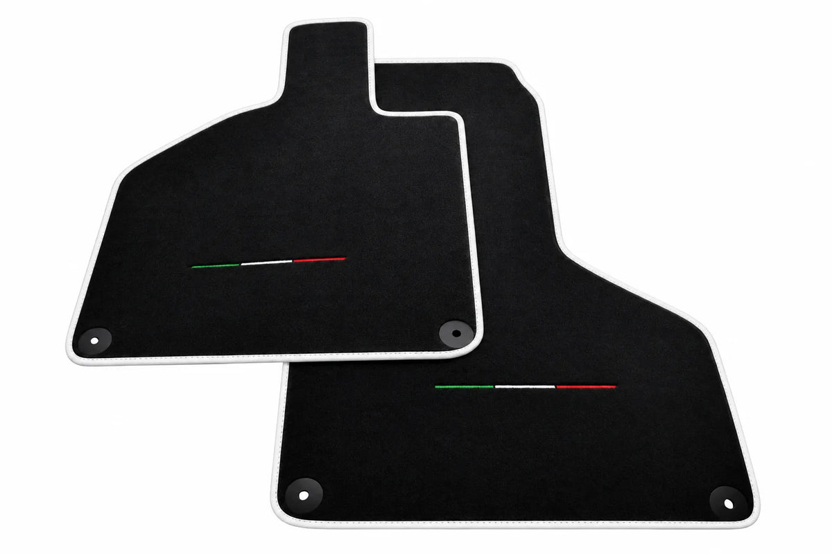 Black Floor Mats for Lamborghini Huracan with Italian Flag White trim