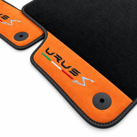Black Floor Mats For Lamborghini Urus S With Orange Alcantara Leather - AutoWin