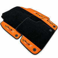 Black Floor Mats For Lamborghini Urus S With Orange Alcantara Leather - AutoWin