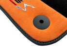 Black Floor Mats For Lamborghini Urus S With Orange Alcantara Leather - AutoWin