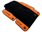 Black Floor Mats For Lamborghini Urus S With Orange Alcantara Leather - AutoWin