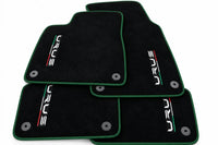 Black Floor Mats For Lamborghini Urus Tailored With Yellow Trim Dark Green trim