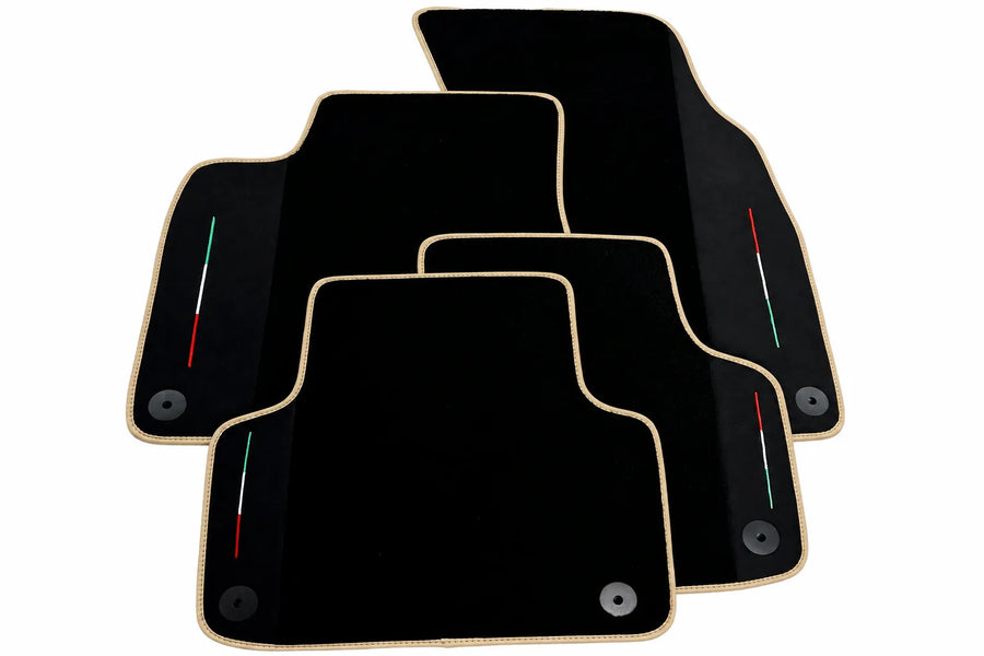 Black Floor Mats For Lamborghini Urus With Alcantara Leather Beige trim