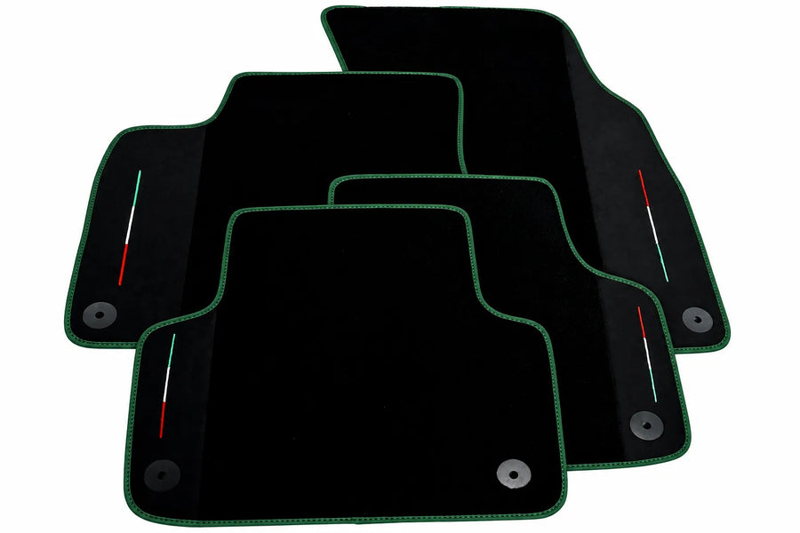 Black Floor Mats For Lamborghini Urus With Alcantara Leather Dark Green trim