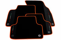 Black Floor Mats For Lamborghini Urus With Alcantara Leather Orange trim