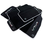 Black Floor Mats For Lamborghini Urus With Alcantara Leather White Trim - AutoWin