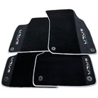 Black Floor Mats For Lamborghini Urus With Alcantara Leather White Trim - AutoWin