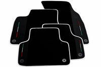 Black Floor Mats For Lamborghini Urus With Alcantara Leather White trim