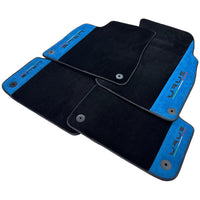 Black Floor Mats For Lamborghini Urus With Blue Alcantara Leather - AutoWin