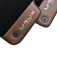 Black Floor Mats for Lamborghini Urus With Brown Leather - AutoWin