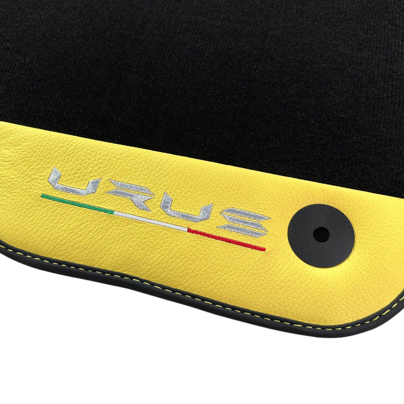 Black Floor Mats for Lamborghini Urus With Yellow Leather - AutoWin