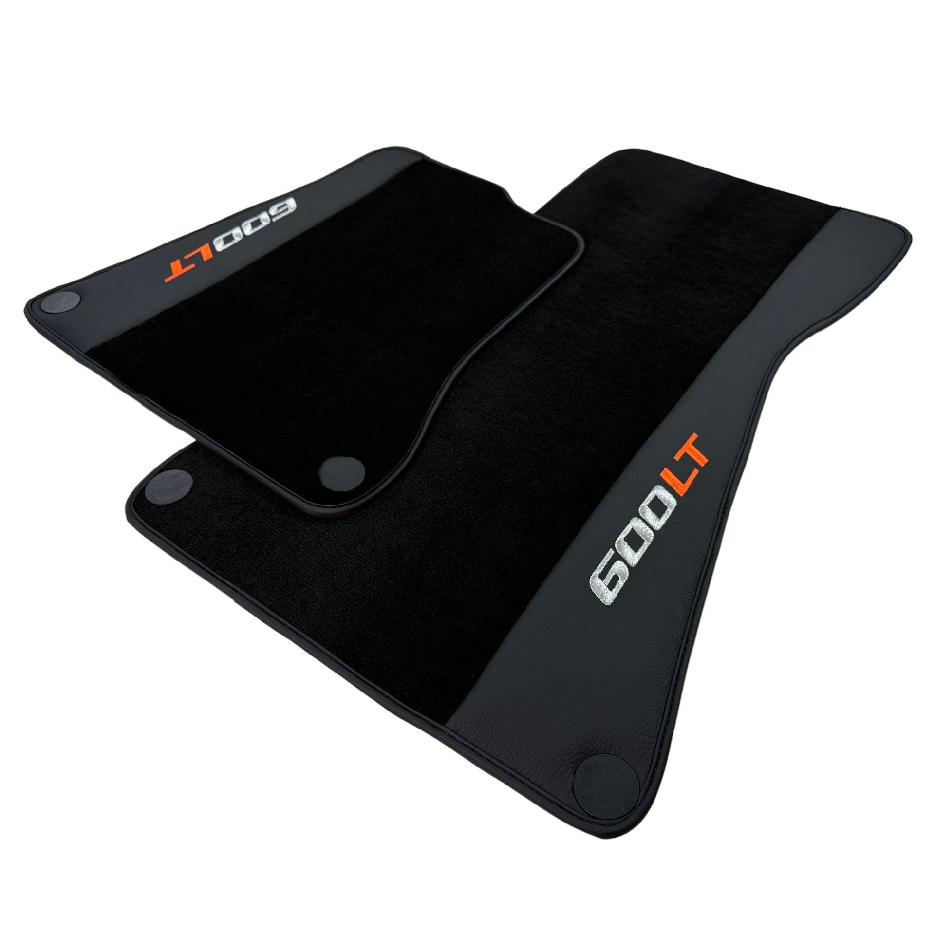 Black Floor Mats for McLaren 600 LT (2018-2020) With Leather - AutoWin