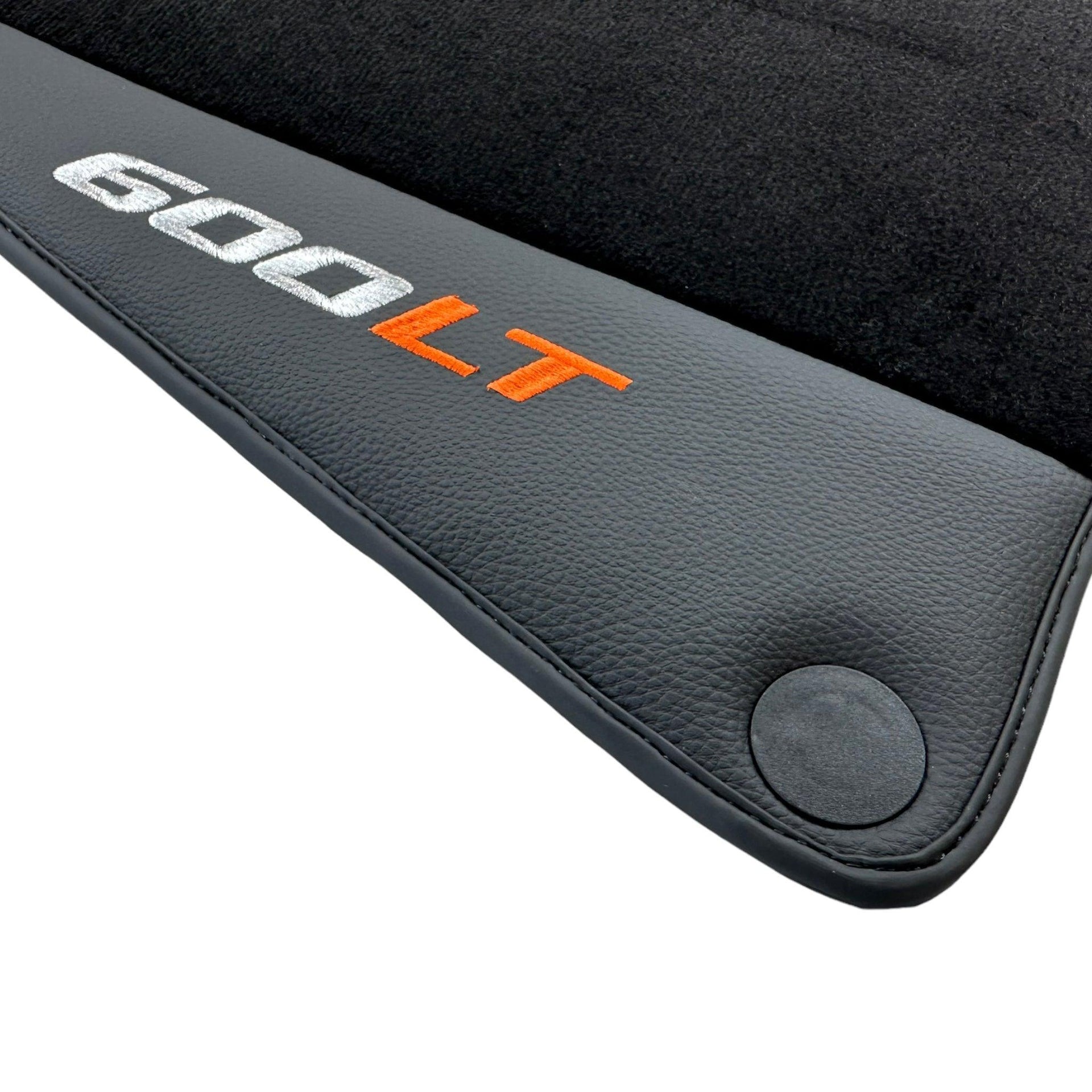 Black Floor Mats for McLaren 600 LT (2018-2020) With Leather - AutoWin