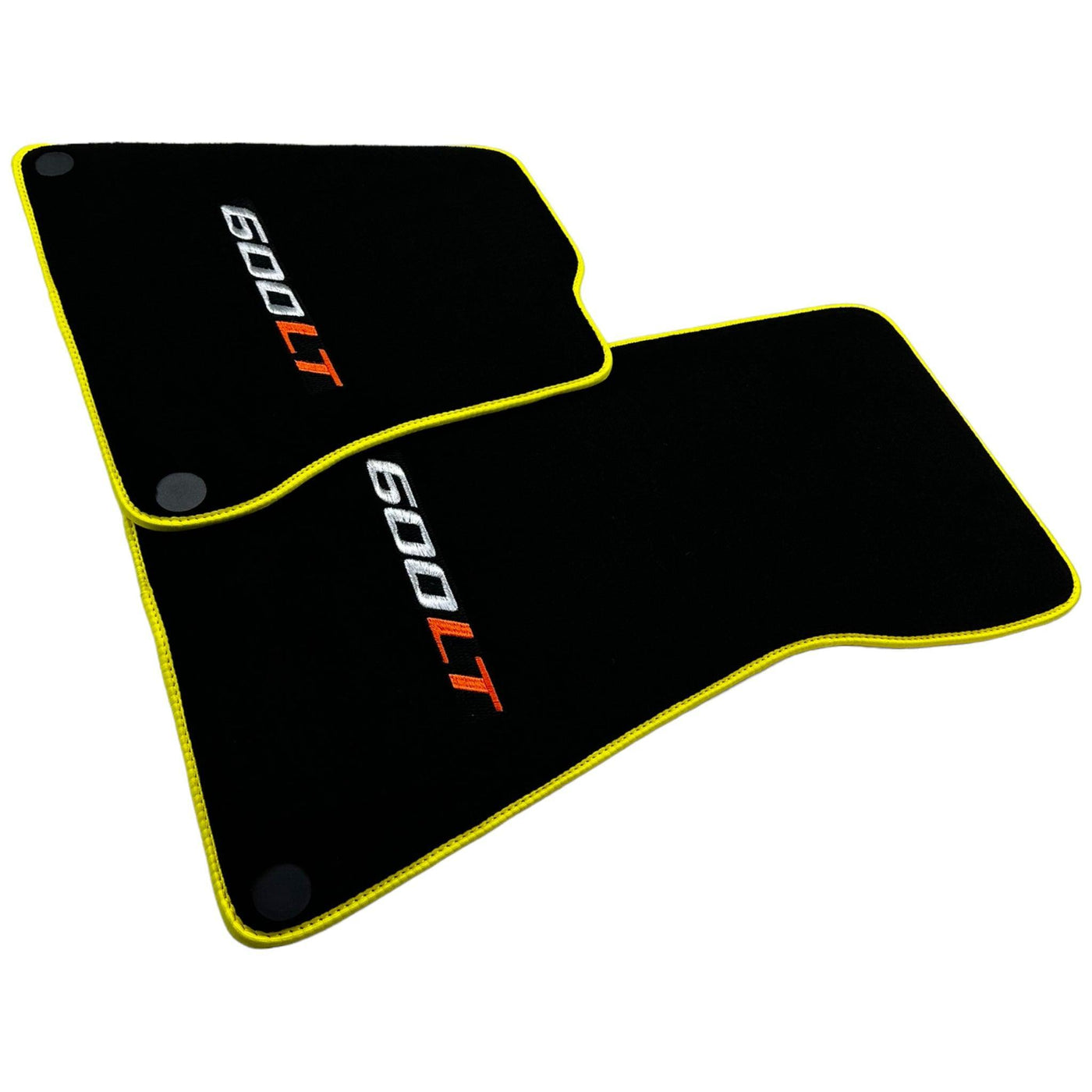 Black Floor Mats for McLaren 600 LT (2018-2020) With Yellow Trim - AutoWin