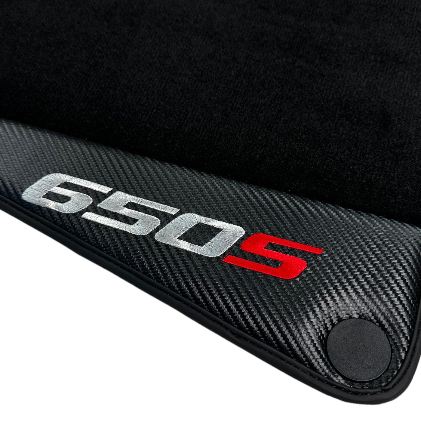 Black Floor Mats For McLaren 650S Black Tailored With Carbon Leather - AutoWin